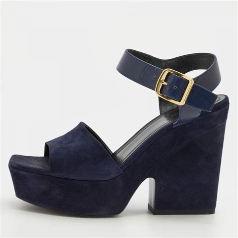 Heels Celine Blue size 38.5 EU in Suede 